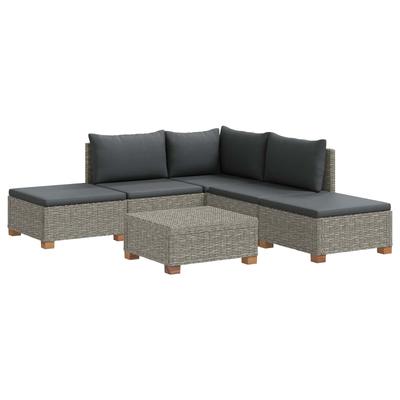 6 Piece Rattan Lounge Set with Cushions GENDT Natural Rattan Kubu Grey