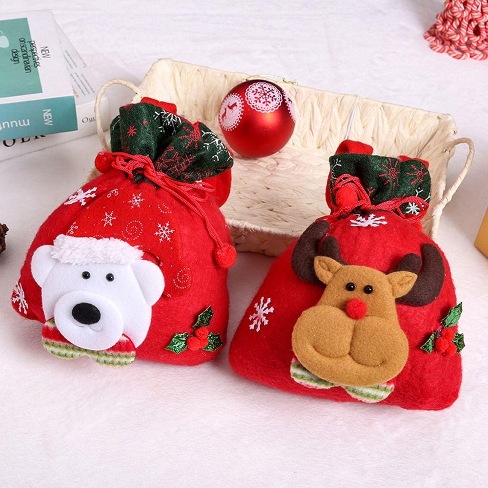 Decorations For Kids Stockings Xmas Drawstring Bags Wrapping Pouch Christmas Gift Bag Candy Bags