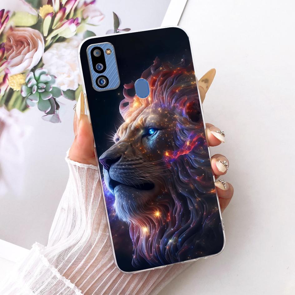 Для чехла Samsung Galaxy M21 2021 Чехол для телефона SM-M215G Корпус Модный Цветочный Мягкий Силикон Прозрачный Чехол Для Samsung M21 2021 Fundas