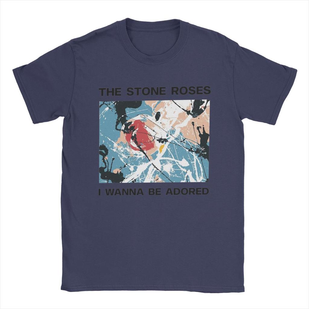 Мужская футболка Stone Roses I Wanna Be Adored Смешные футболки из чистого хлопка Футболки с коротким рукавом Топы с круглым вырезом Большой размер