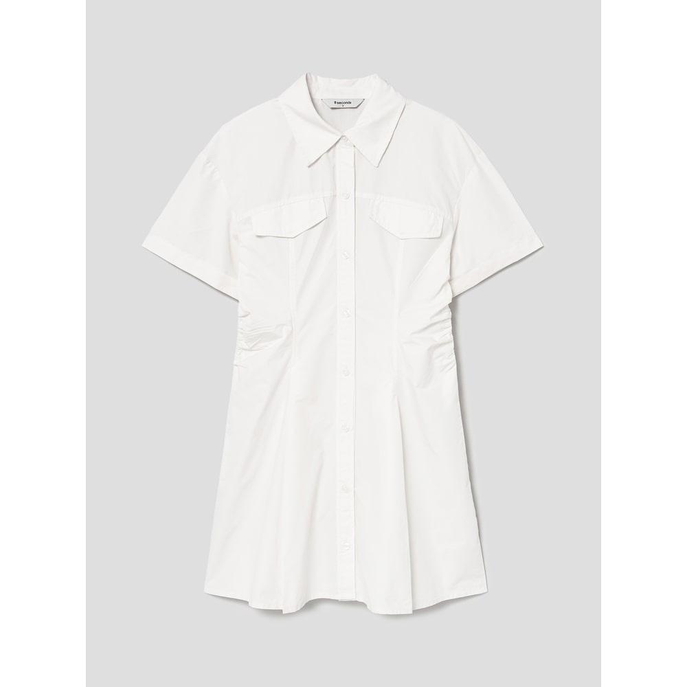 8SECONDS Shirred Shirt Mini Dress Ivory (324771Lye0)