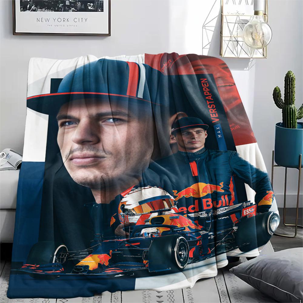 1 шт. Фланелевое одеяло с принтом Макса Ферстаппена, Высококачественное, Для всех сезонов, Декор для дома, Тепло и комфорт, Идеально для рождественских подарков