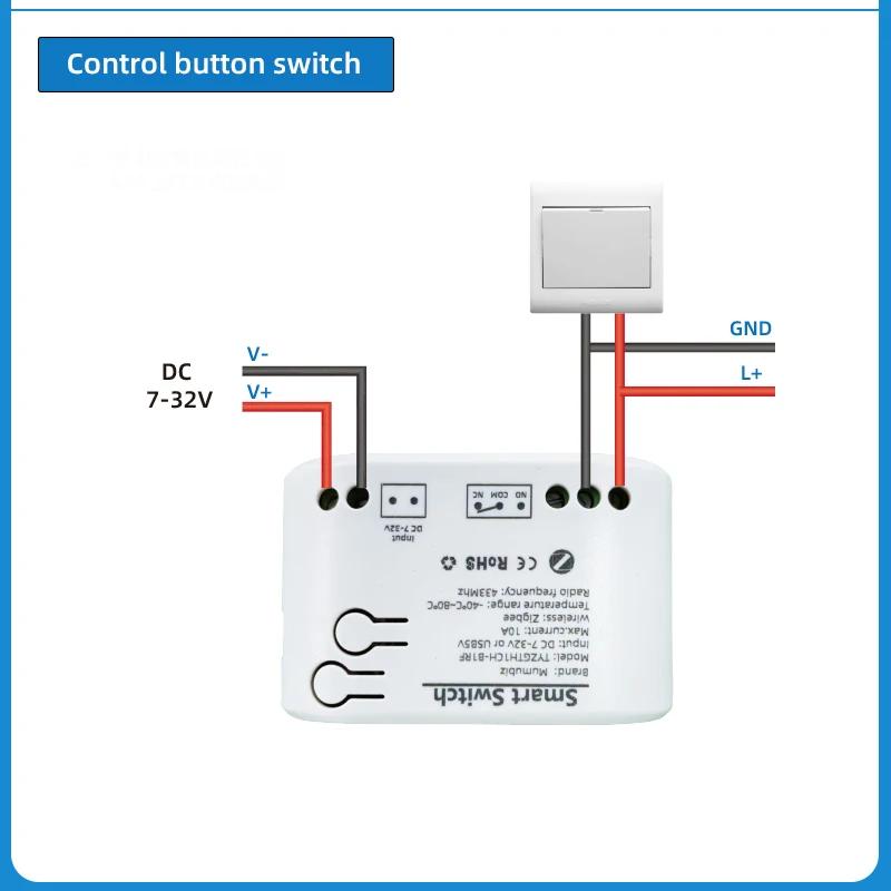 Tuya Smart TH10 Zigbee-переключатель с датчиком температуры и влажности, пассивный сухой контакт, Zigbee-реле, работает с Home Assistant