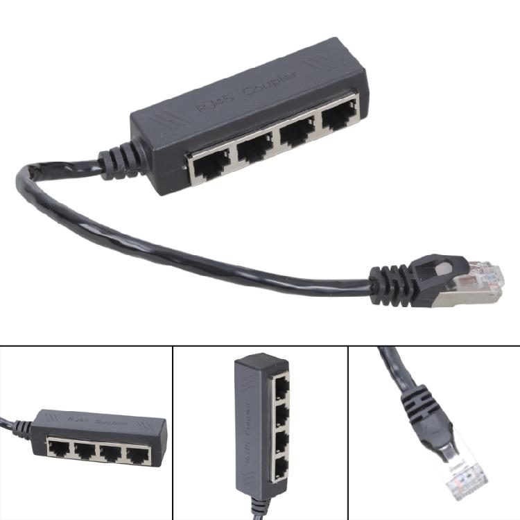 Сетевой сплиттер-адаптер RJ45 4 порта Расширение кабеля для школ и конференц-залов Простой в использовании