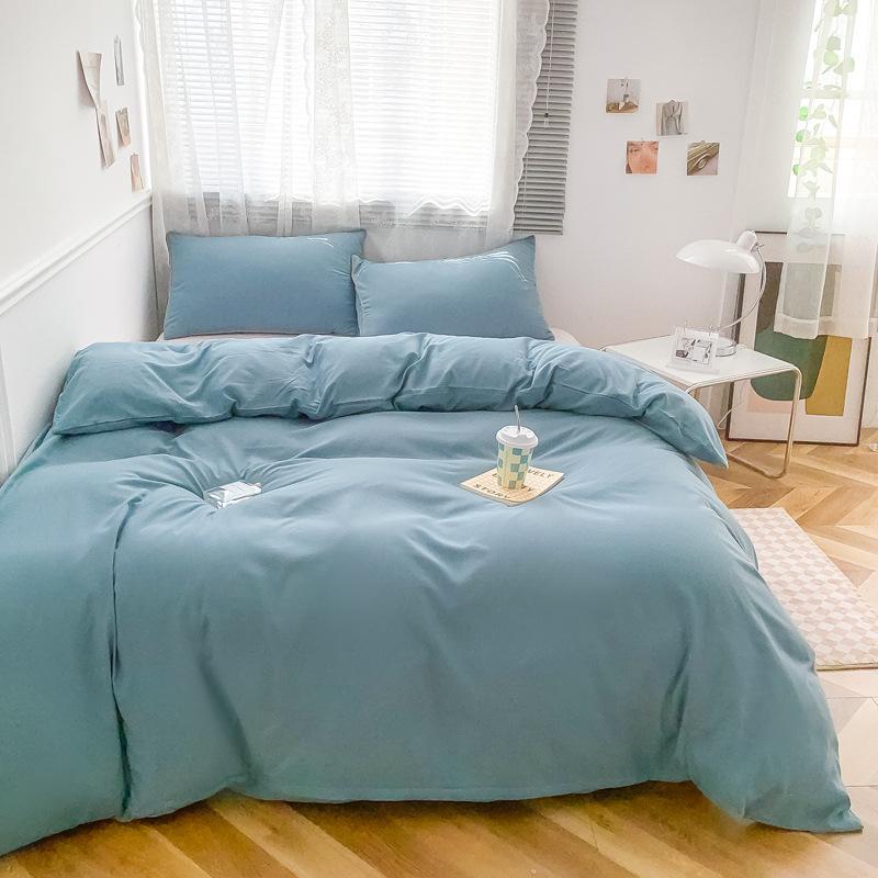 Сплошной цвет, хлопковый комплект из четырех предметов, матовые простыни, три комплекта