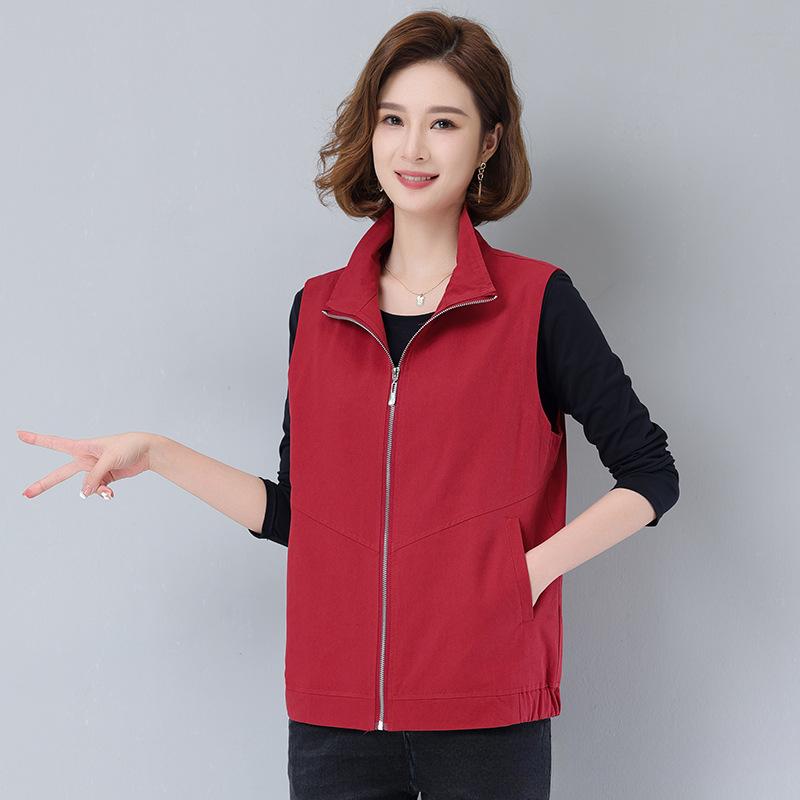 Женский короткий жилет на весну и осень, верхняя одежда, жилет, повседневный, с лацканами, на молнии, куртка-жилет