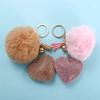 Women's Bags Packaging Decoration Rhinestone Heart Pompom Keychains Rhinestone Keyrings Bag Pendant