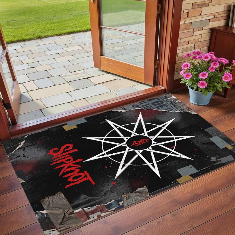 Slipknot Print Crystal Velvet Plush Rug Wear?Resistant Anti?Slip Floor Mat For Indoor Household Decoration