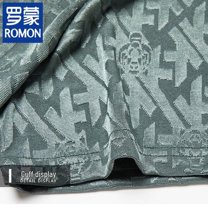 ROMON Мужская футболка с круглым вырезом из ледяного шелка с жаккардовым узором 2026