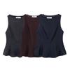 Kaslead New Arrival Women's Clothing Fashion Style Ruffles Hem round Neck Sleeveless Silm Tops 4661124