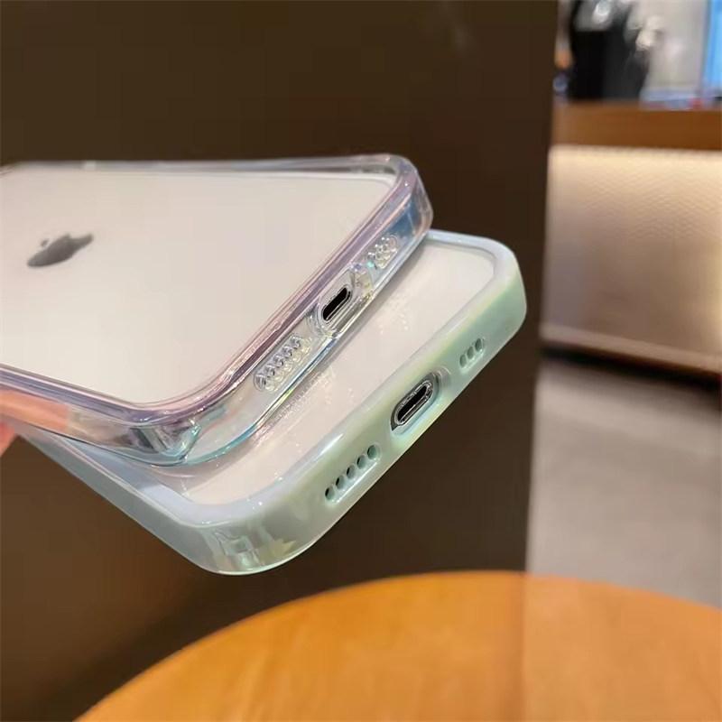 Роскошный прозрачный чехол для телефона INS Dazzling Rediation Frame Macaroon Color для iPhone 15 14 11 12 13 Pro Max Plus с задней крышкой