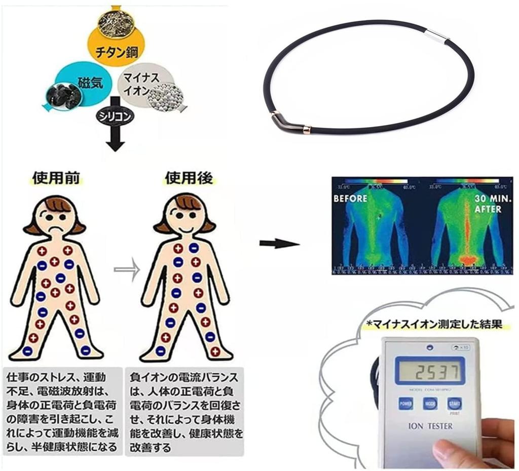 FUANNA Magnetic Necklace for Health, Fashionable Luxury Jewelry, Anti-Static Necklace (Silver + Black, 50cm)