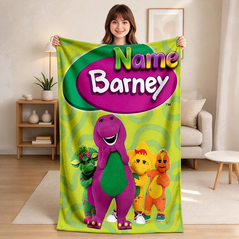 Custom Name Dinosaur Flannel Blanket Throw Blanket Soft Warm Sofa Bed Camping Home Decor Unique Christmas Gift