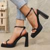Chunky Platform Super High Heels Sandals Women Crystal Buckle Ankle Strap Gladiator Shoes Woman Summer Squre Toe Pumps Sandalias