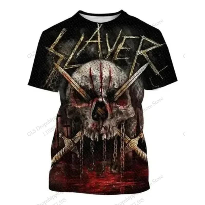 Футболка с 3D-принтом Rock Band Slayer Мужская Женская Модная Дышащая Футболка с коротким рукавом Детская Футболка Хип-Хоп Рубашка Для одежды