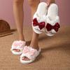 Stylish Autumn Winter Warm Slippers with A Bow Design - Women'S Indoor Slippers for The Living Room