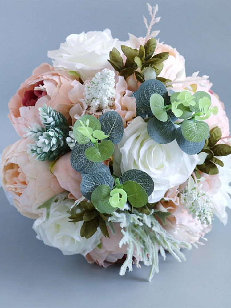 1 букет розовых искусственных пионов, букет свадебных букетов на свадьбу, искусственные букеты пионов для свадебной вечеринки, украшение двора