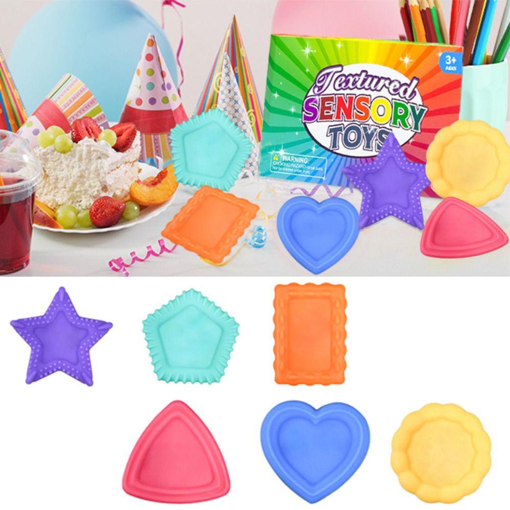 6PCS/set Silicone Children Sensory Stone Textured Silicone Suction Cup Toy  Gift