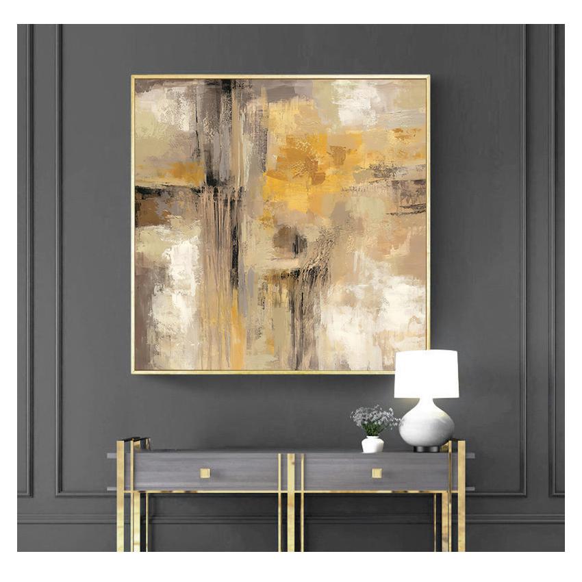Oil painting on Canvas Scandinavian Art Poster Wall Picture for Living Room Sofa Home Decoration HD Print Yellow Gray Abstract