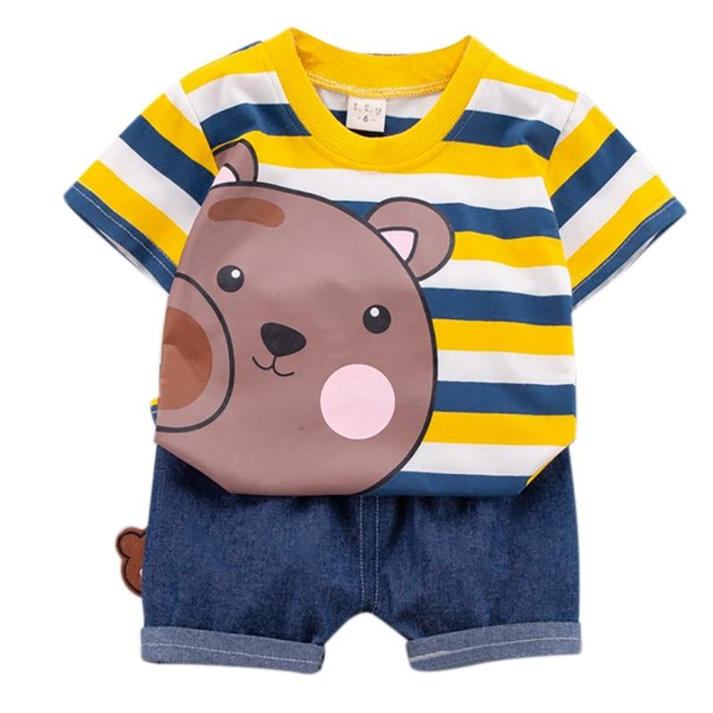 Короткий костюм для маленьких мальчиков, новые летние шорты с мультяшным принтом для мальчиков, детский летний костюм из двух предметов