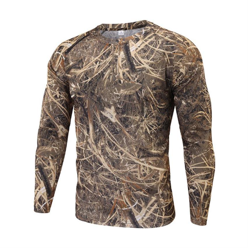 Spring and Autumn Outdoor Python Print 3D Jungle Camouflage Training Clothing Crewneck T Shirt Men's Loose Long Sleeves
