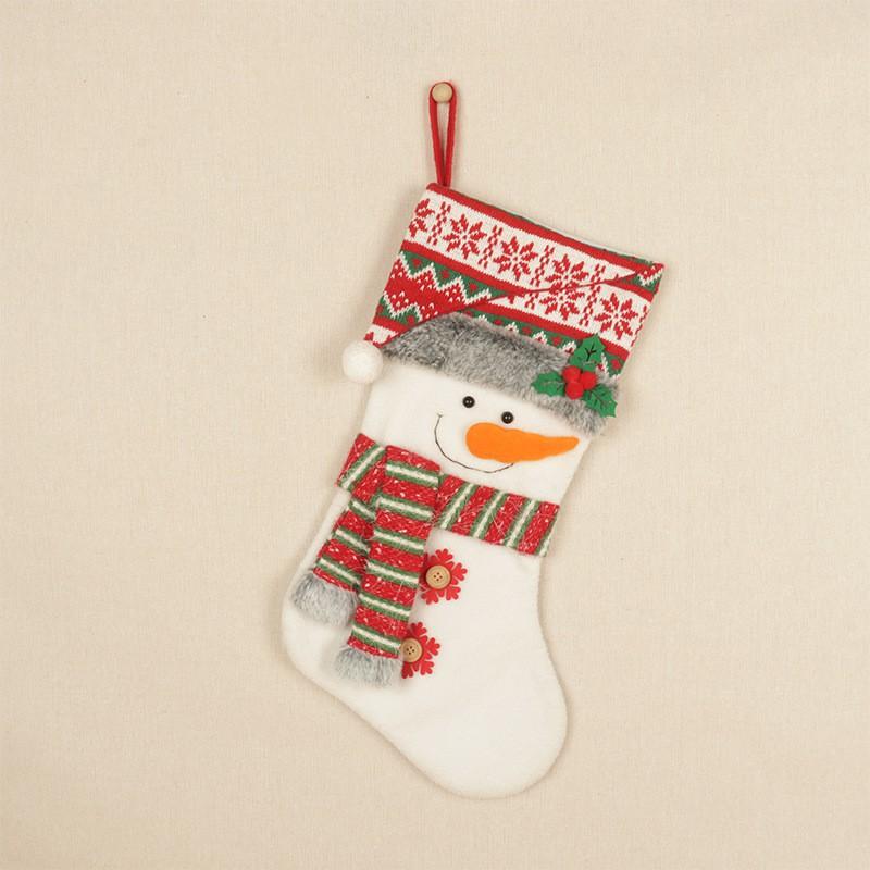 Christmas Stocking Handmade Fabric Ornament Santa Snowman Reindeer Cookie Man Gift Tree Hanging