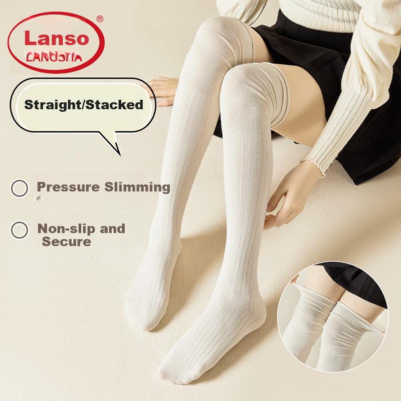 Women's Over-the-Knee High Tube Socks Women's Autumn Skin-Friendly Long Socks Slimming Pile Socks Versatile Thigh High Socks