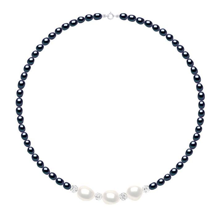 Collier - PEARLS & COLORS - Pearls & Colors - Perles d'eau douce 4-5 mm - 3 baroques 11-12 mm - Argent 925