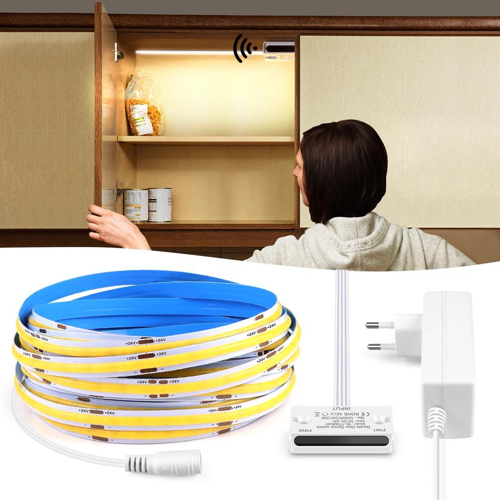 Motion Induction Led Strip DC24V Cob FCOB Lamp 320LED/M Door Open Sensor LED Kitchen Cabinet / Wall Chest Lighting Decor