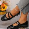 New Low-heeled, Shallow-toe Single Shoes with A Unique, Slender Strap and Elegant Square-toed Women's Shoes