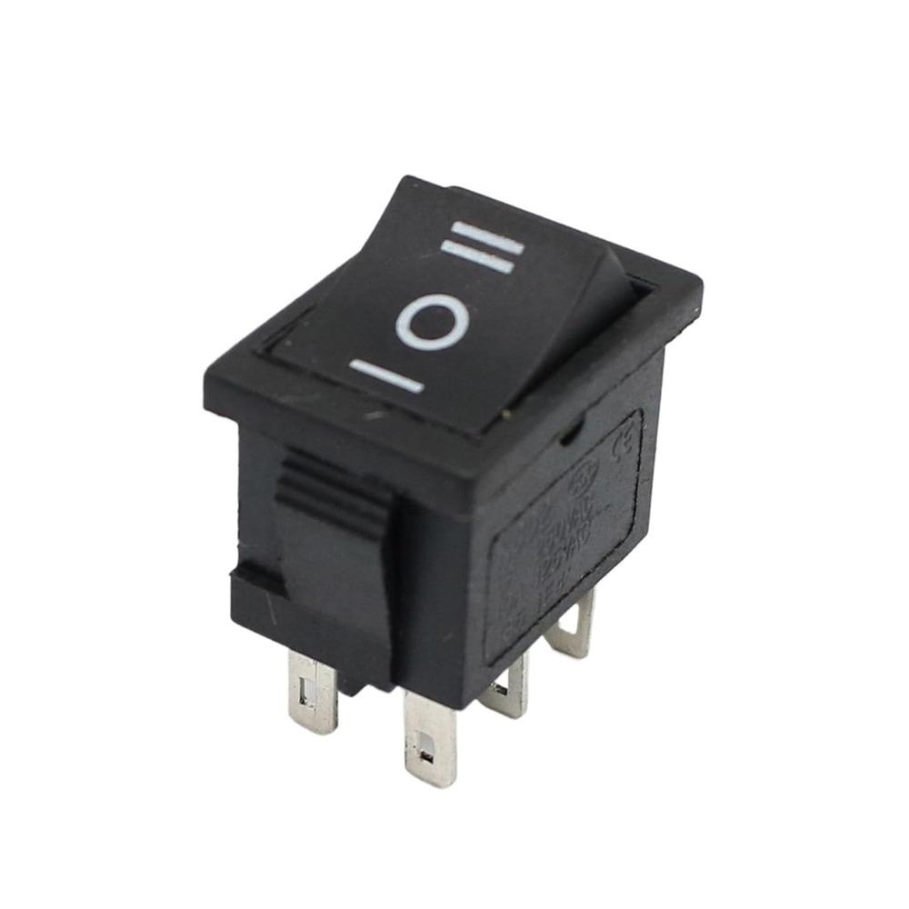 1PCS KCD1 ON-Off 15 * 21mm Black 3 Pin / 6 pin On/Off/On Rocker Switch AC 6A/250V10A/125V(6 pin On - Off - On)