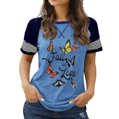 Женский летний топ размера плюс с круглым вырезом, короткими рукавами и цветочным принтом, свободного покроя