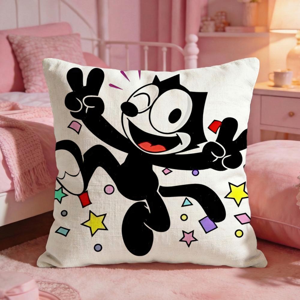 FFelixs The Cat Cute Cushion Cover Premium Comfort Reversible Pillow Cove Two In One Design For Any Room  Car Interior