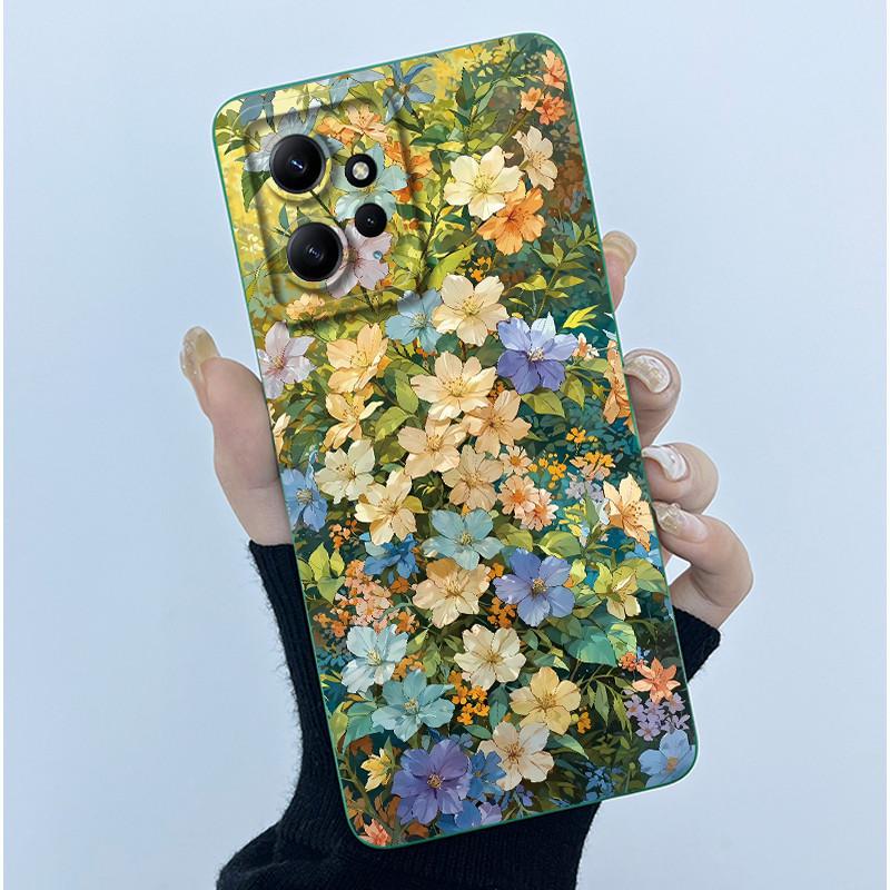 For Xiaomi Redmi Note 12 4G Phone Case Simplicity Butterflies Floral Soft Liquid Silicone Back Shell For Redmi Note12 4G Covers