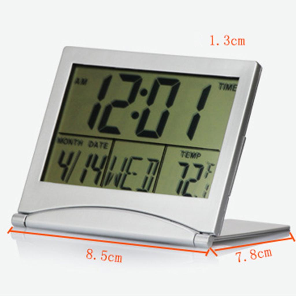 ЖК-цифровые серебряные настенные часы, настольные часы, календарь, температура, будильник