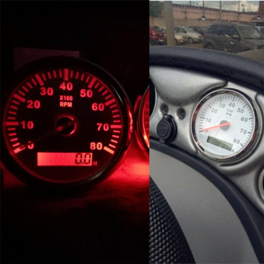 Waterproof 12/24V 85mm LCD Car Marine Tachometer Engine Tacho Gauge 0-8000 RPM