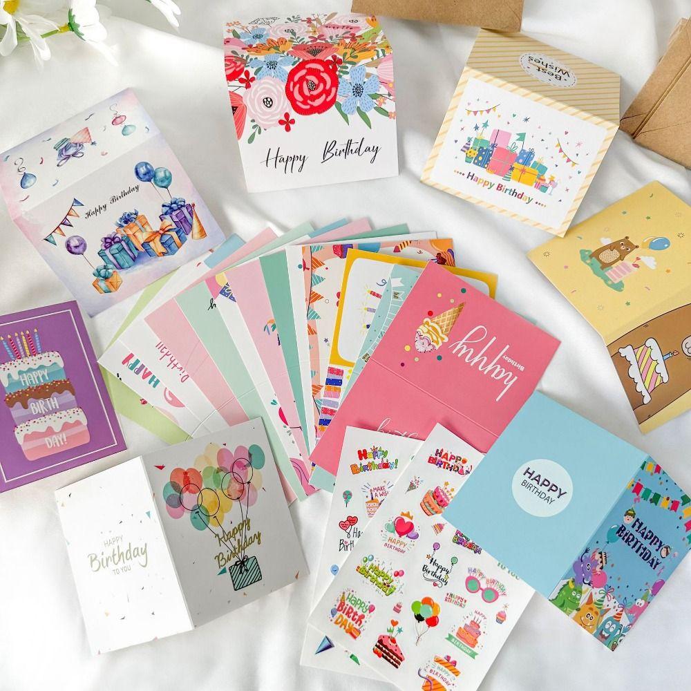 20pcs Combination Set Birthday Greeting Card DIY Message Cards For Kids Friends Family