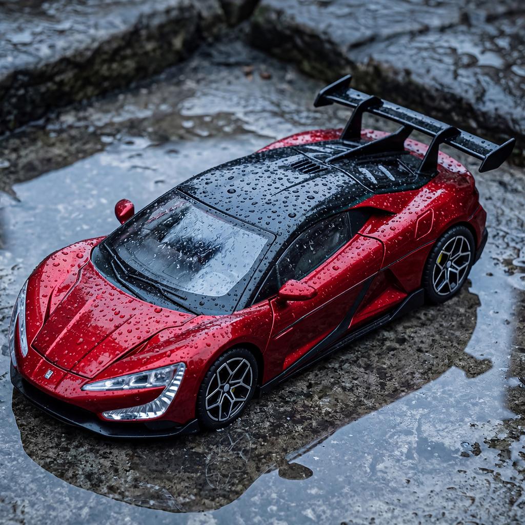 1:24 BYD Yangwang U9 Суперкар Сплав Металл Литье под давлением Модель Машинки Звук и Свет Оттяни Назад Детская Игрушка Коллекционные Предметы Подарки на День Рождения