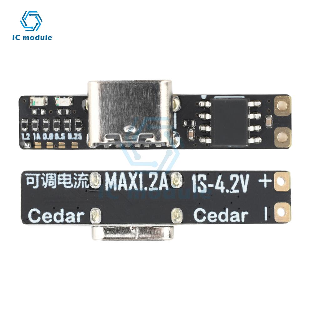 DC 3.7V Mini Li-ion Battery Charging Board Ultra-Narrow Ultra-Small Charging Module 1A/1.2A 4.2V Charger Module Type-C Interface