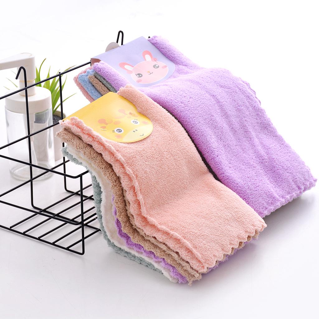 Coral Fleece Warp Knit Lace Towel: Absorbent 30x30cm Kitchen Wipe Cloth