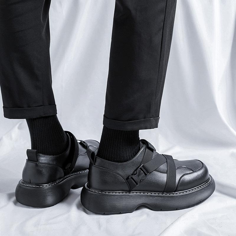 Кожаные туфли мужские деловые британские повседневные туфли с одной педалью и большим носком модные мужские туфли дерби на платформе 59019-R