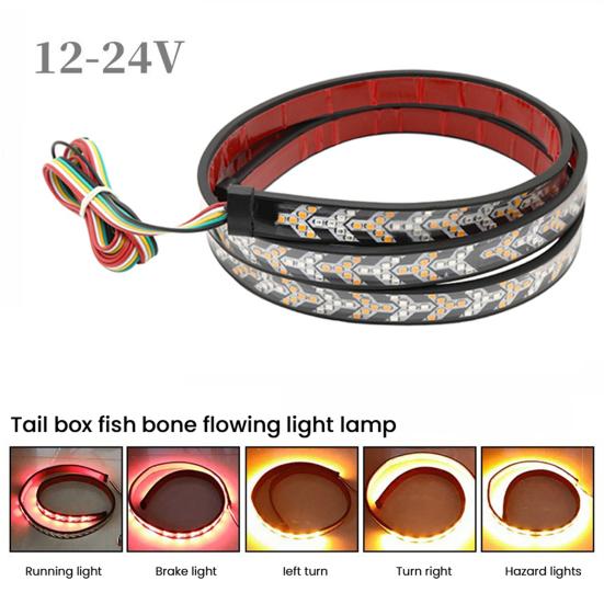 Светодиодная лента заднего фонаря Гибкая водонепроницаемая светодиодная лента для задней двери с указателем поворота, стоп-сигналом, последовательными янтарными и красными огнями для грузовиков, прицепов