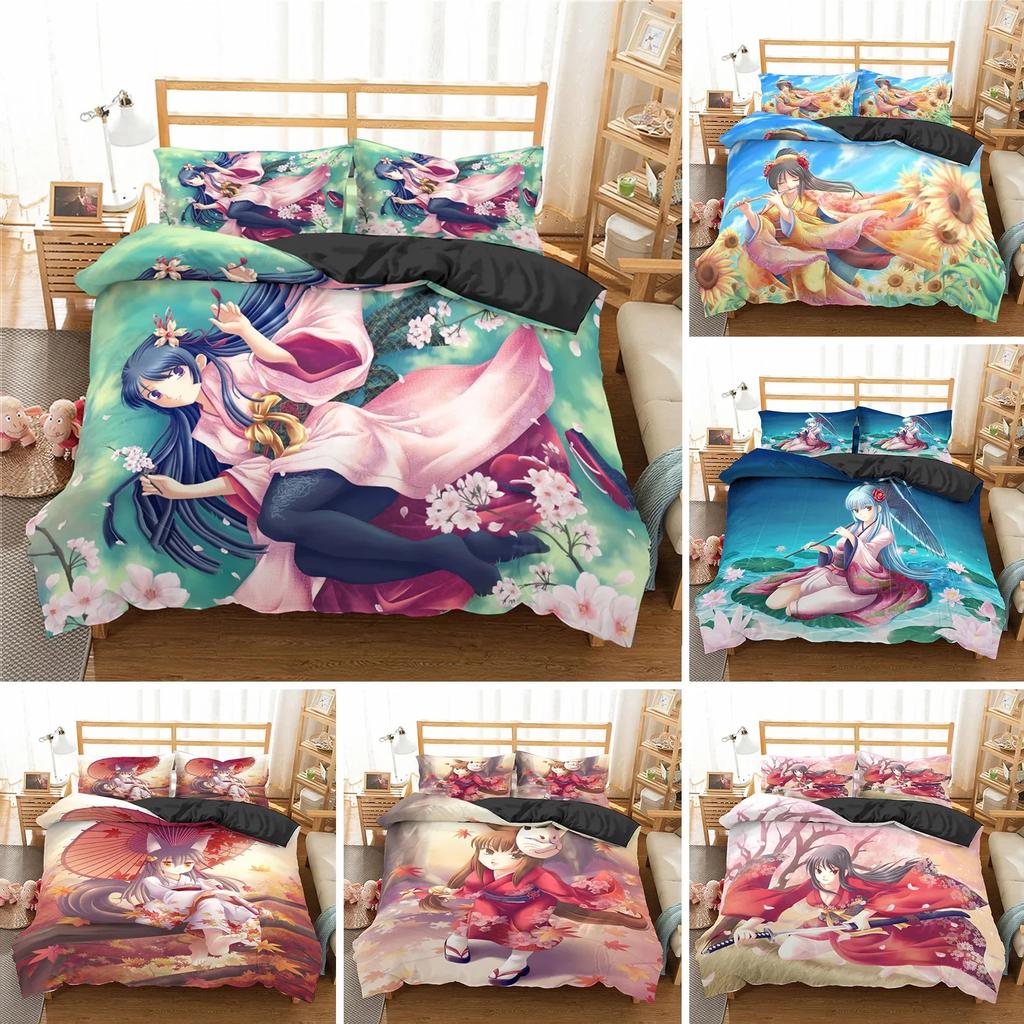 Lovely Anime Girl 3D Duvet Cover Bedding Set Comforter Linen Pillowcases Home Decor Single Double Twin King Queen