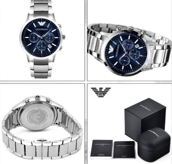 Emporio Armani Chronograph AR2448 (Blue Dial, Stainless Bracelet, 5-bar Water Resistance)