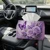 2D Flat 1pc Tissue Box Romantic Botanical Elegant, Purple Rose Butterfly, for Living Room, Car, And Desktop Storage, Very Suitable for Living Room Kit