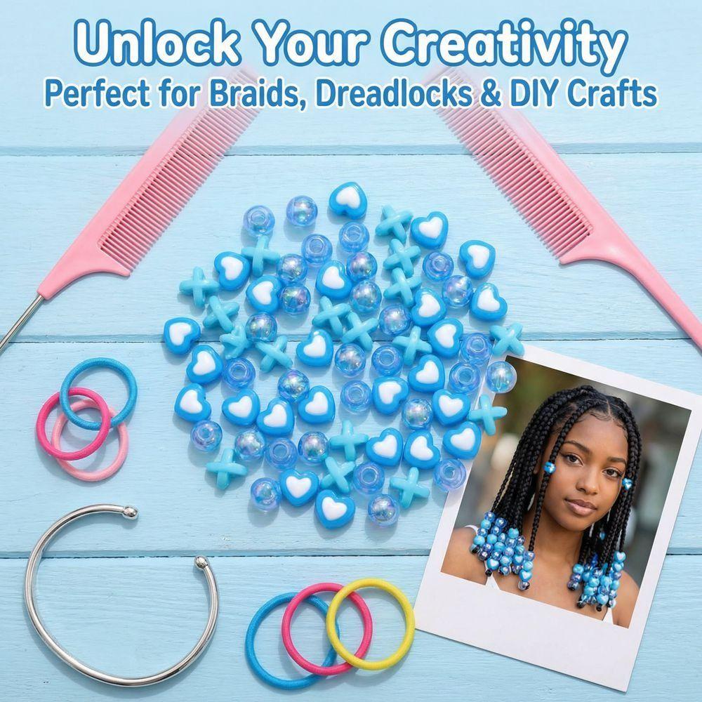 Multi-Color Colorful Hair Beads Kits Love Heart Dreadlock Braids Decor Boys