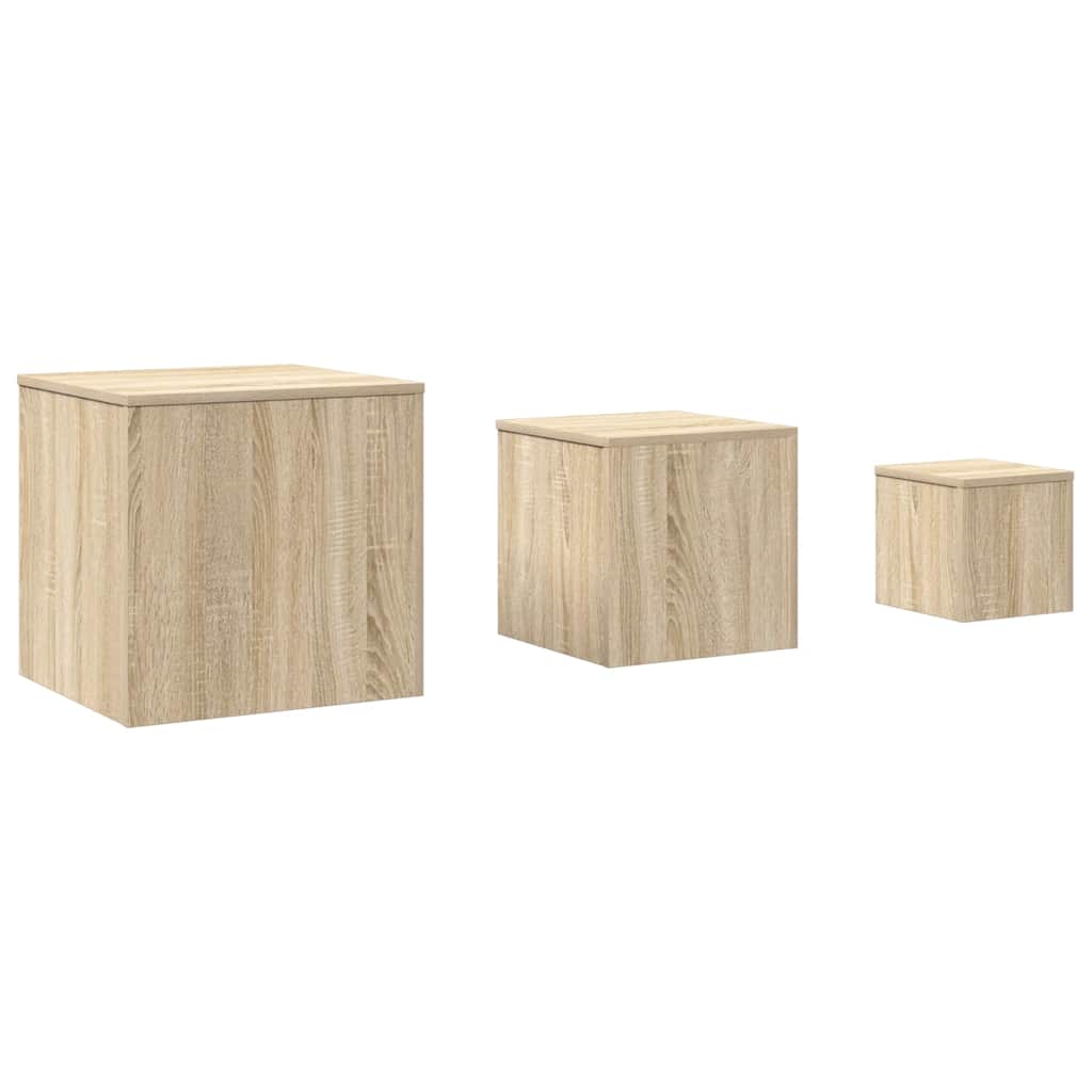 Side Tables Set of 3 Sonoma Oak Wood Based Material