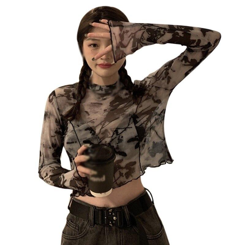 Футболка с длинными рукавами, женская летняя нижняя одежда, тонкие короткие топы, футболка с солнцезащитным кремом