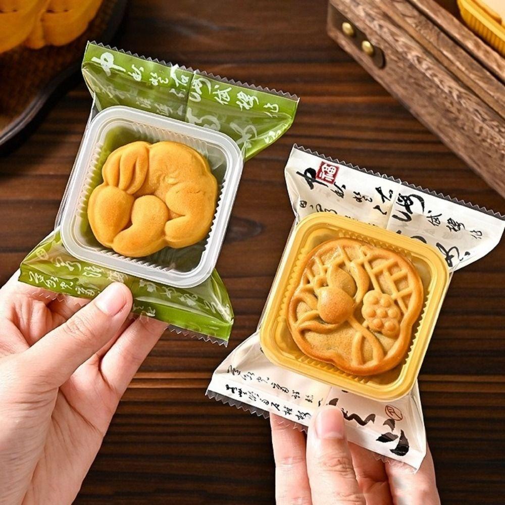 100PCS Chinese Style Mooncake Wrapping Bag Flat Plastic Bag Machine Seal Bags  Egg Yolk Crisp