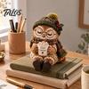 Фигурка животного Декор книжной полки Винтажная рождественская фигурка, Статуэтка из смолы Лиса Кролик Сова Какао, Милые офисные аксессуары в стиле Cottage Core Лесная скульптура